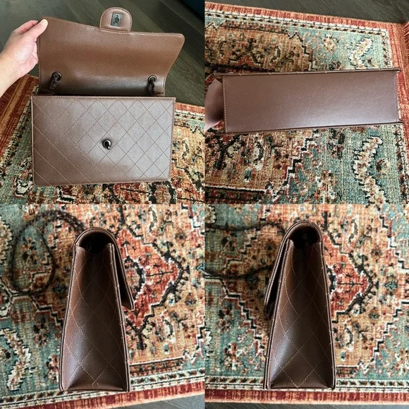 Chanel Classic Vintage Jumbo Brown Caviar Single Flap Bag - Picture 7 of 11